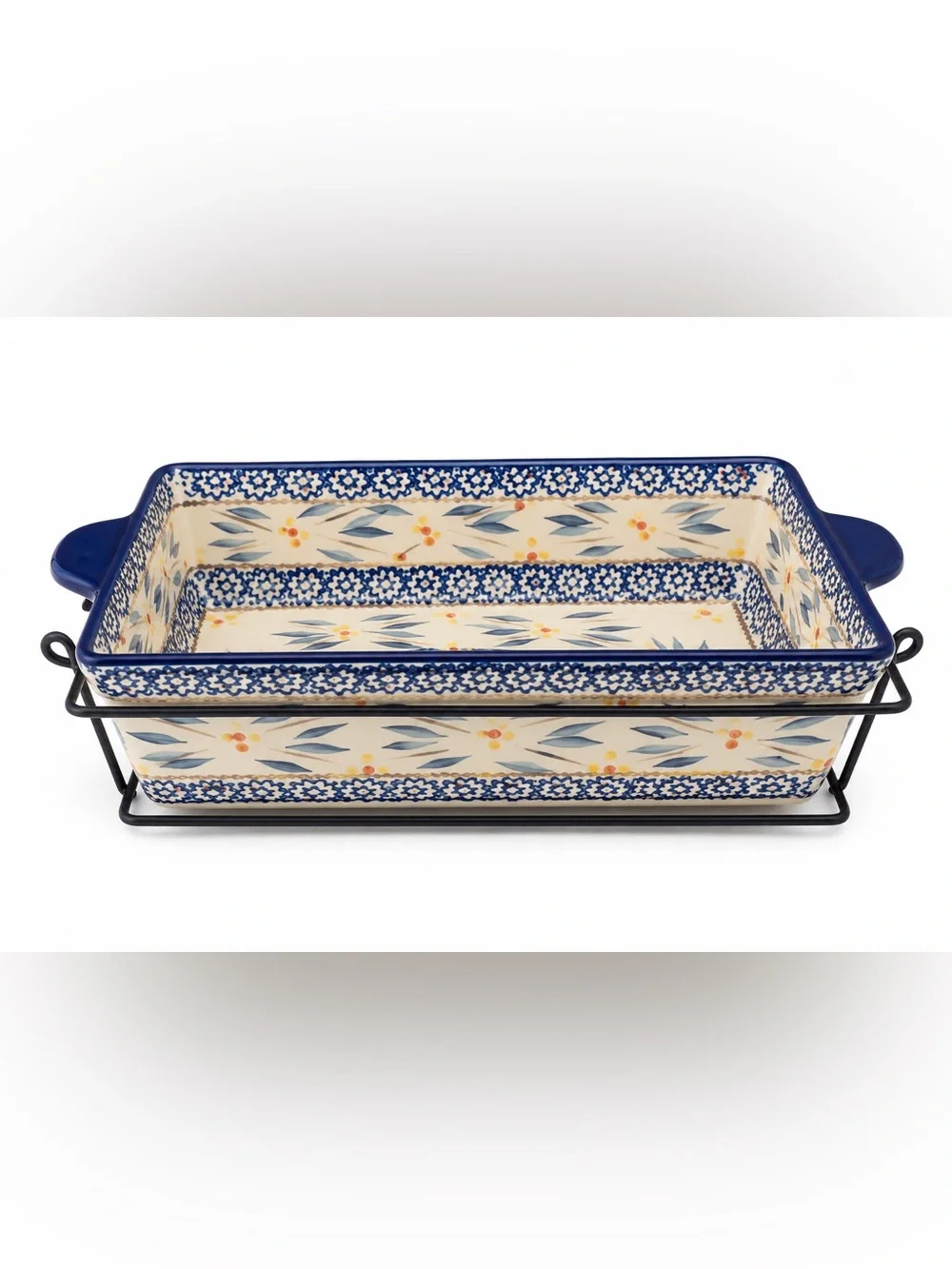 Temp-tations Old World 2.5 QT Baking Dish with Rack -Blue Floral